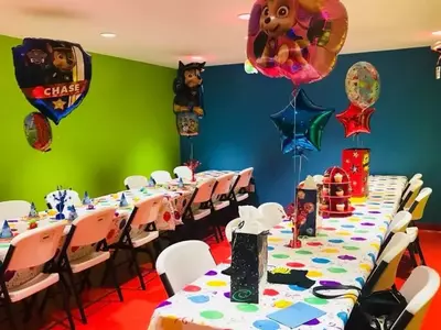 decorated party room at TopJump